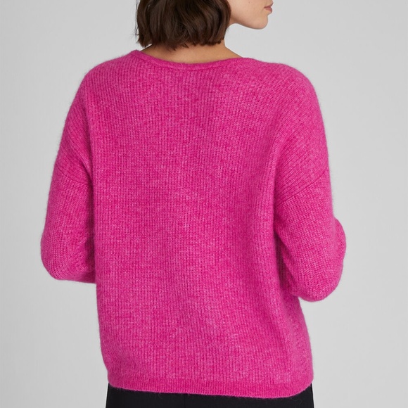 Reversible Alpaca Blend V-Neck Cardigan -New WithTags - NEVER WORN - Hot Pink - Picture 4 of 6